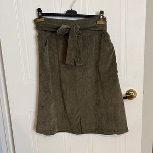 Olive Green Tie-Waist Skirt
